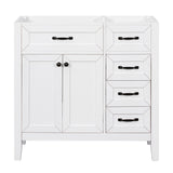 English Elm 36" Bathroom Vanity Without Sink, Cabinet Base Only, Bathroom Cabinet With Drawers, Solid Frame and Mdf Board, White