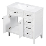 English Elm 36" Bathroom Vanity With Sink Combo, White Bathroom Cabinet With Drawers, Solid Frame and Mdf Board (Old Sku:Jl000007Aak)