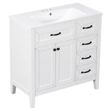 English Elm 36" Bathroom Vanity With Sink Combo, White Bathroom Cabinet With Drawers, Solid Frame and Mdf Board (Old Sku:Jl000007Aak)