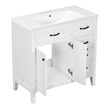 English Elm 36" Bathroom Vanity With Sink Combo, White Bathroom Cabinet With Drawers, Solid Frame and Mdf Board