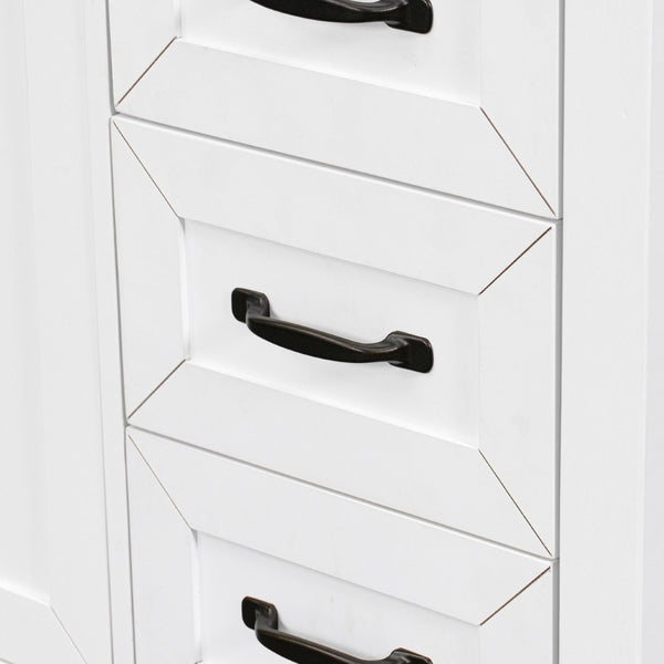 English Elm 36" Matte Bathroom Vanity Base Cabinet with Drawers Rubberwood Frame Modern Storage White WF296707AAK