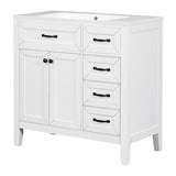 English Elm 36" Bathroom Vanity With Sink Combo, White Bathroom Cabinet With Drawers, Solid Frame and Mdf Board