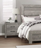 English Elm Rustic Style Gray Finish 1 Piece Nightstand Of 2X Drawers Transitional Design Bedroom Furniture