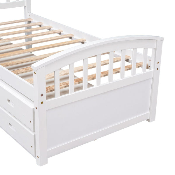 English Elm Twin Solid Pine Storage Bed with Six Built-in Drawers for Kids or Guest Rooms SG000121AAK