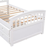 English Elm Twin Size Platform Storage Bed Solid Wood Bed With 6 Drawers,White