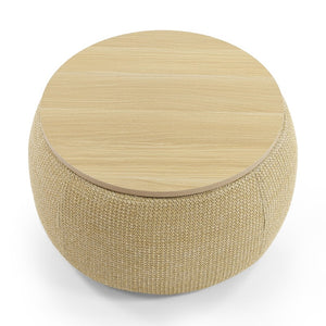 English Elm Round Woven Storage Ottoman with Removable Lid Eucalyptus Frame Footrest Side Table W48762888