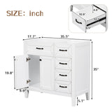 English Elm 36" Bathroom Vanity Without Sink, Cabinet Base Only, Bathroom Cabinet With Drawers, Solid Frame and Mdf Board, White