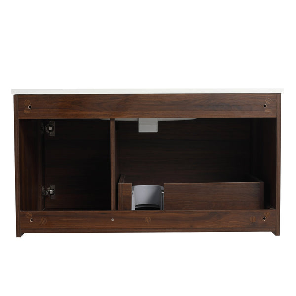 English Elm 36 Inch Floating Bathroom Vanity with Gel Basin, Soft-Close Doors & Drawers, Water-Resistant Plywood W99968127