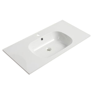 English Elm 36 Inch Floating Bathroom Vanity with Gel Basin, Soft-Close Doors & Drawers, Water-Resistant Ply Finish W99990145