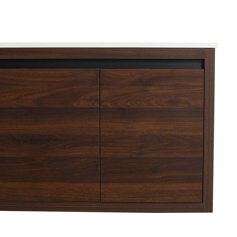 English Elm 36 Inch Floating Bathroom Vanity with Gel Basin, Soft-Close Doors & Drawers, Water-Resistant Plywood W99968127