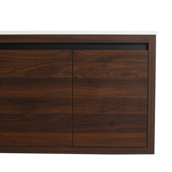 English Elm 36 Inch Floating Bathroom Vanity with Gel Basin, Soft-Close Doors & Drawers, Water-Resistant Plywood W99968127