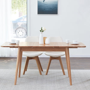 English Elm Natural Solid Oak Extendable Dining Table Seats up to Eight with Diagonal Leg Design W128367492