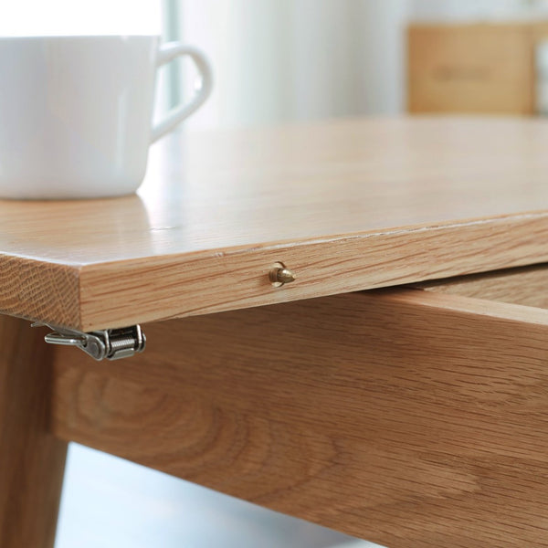 English Elm Natural Solid Oak Extendable Dining Table Seats up to Eight with Diagonal Leg Design W128367492