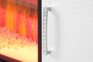 English Elm TV Stand With Electric Fireplace White Solid Wood for TVs up to 70", Remote Flame & Heater (61") B00969706