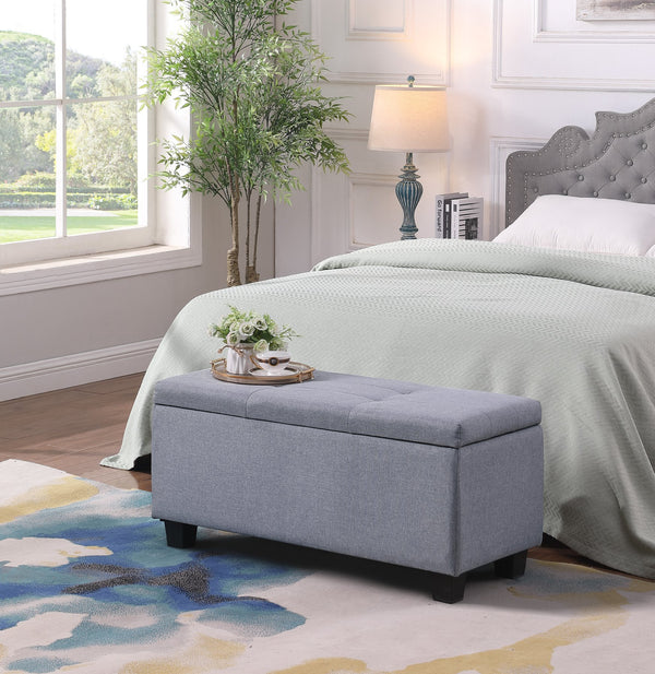 English Elm Large Storage Ottoman Bench Set 3-in-1 Tufted Linen Seating with Hidden Storage, 250lb Capacity W142063971