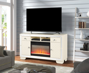 English Elm Tv Stand With Electric Fireplace - Cozy Beige Media Console For 70" Tvs, Storage & Led Flame Effects B00969710-GIGA