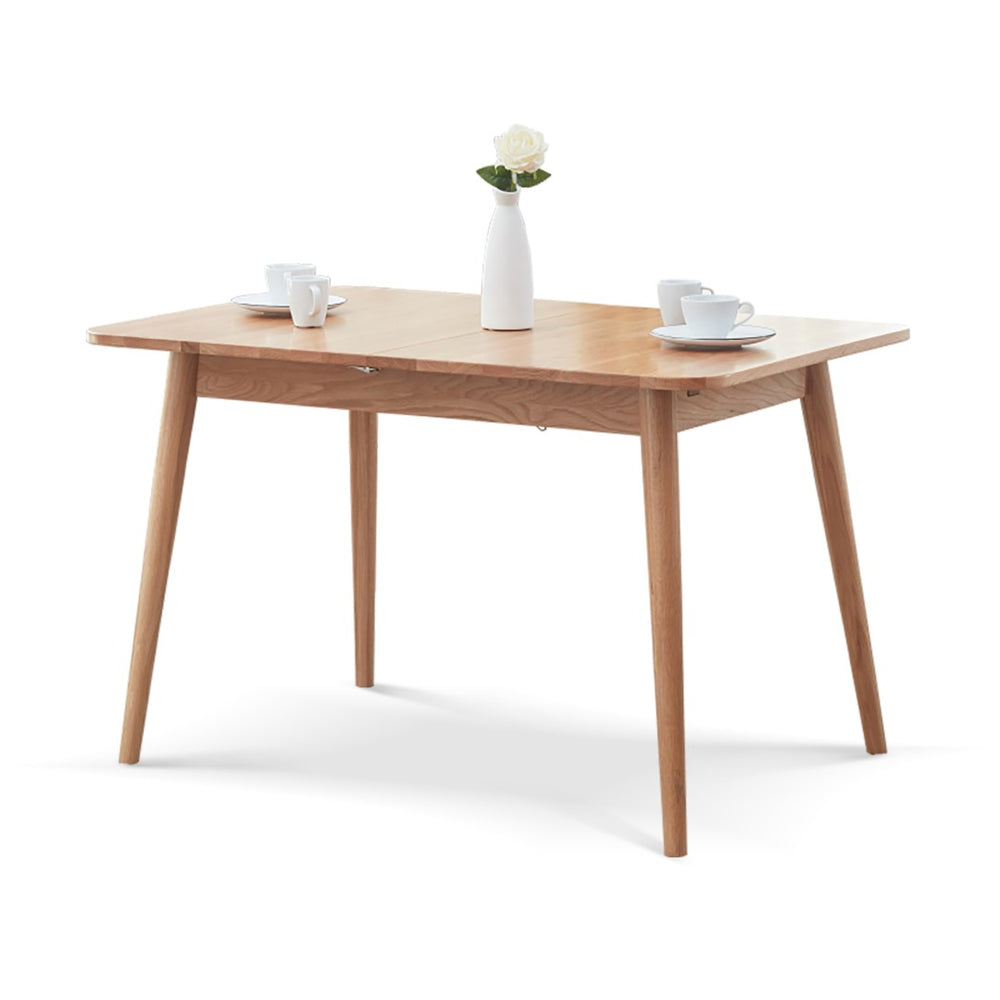English Elm Natural Solid Oak Extendable Dining Table Seats up to Eight with Diagonal Leg Design W128367492