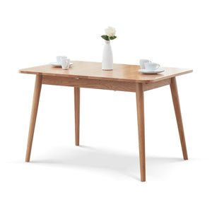 English Elm Natural Solid Oak Extendable Dining Table Seats up to Eight with Diagonal Leg Design W128367492