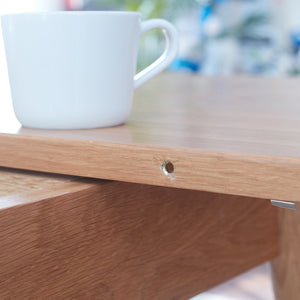 English Elm Natural Solid Oak Extendable Dining Table Seats up to Eight with Diagonal Leg Design W128367492