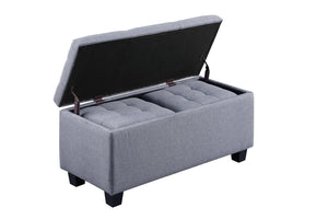 English Elm Large Storage Ottoman Bench Set 3-in-1 Tufted Linen Seating with Hidden Storage, 250lb Capacity W142063971