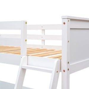 English Elm Twin Loft Bed with Built-in Desk and Open Shelves Solid Pine Kids Study Sleep White LT001537AAK-1