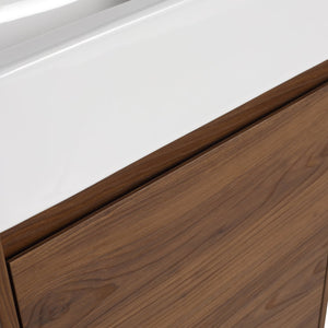English Elm 18 Inch Floating Small Bathroom Vanity with Ceramic Basin, Eco-Friendly Plywood, Water-Resistant Storage W99966398