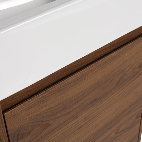 English Elm 18 Inch Floating Small Bathroom Vanity with Ceramic Basin, Eco-Friendly Plywood, Water-Resistant Storage W99966398