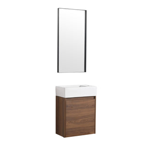 English Elm 18 Inch Floating Small Bathroom Vanity with Ceramic Basin, Eco-Friendly Plywood, Water-Resistant Storage W99966398
