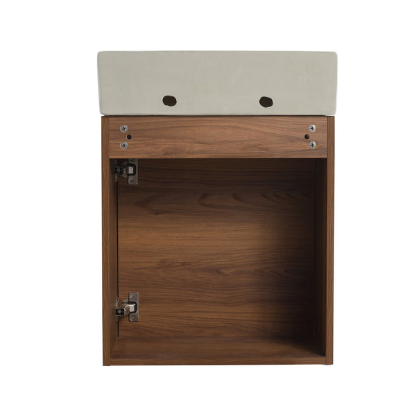 English Elm 18 Inch Floating Small Bathroom Vanity with Ceramic Basin, Eco-Friendly Plywood, Water-Resistant Storage W99966398