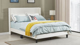 English Elm Queen Bed Frame/Velvet Upholstered Bed Frame With Vertical Channel Tufted Headboard Beige