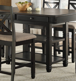 English Elm Transitional Counter Height 5 Piece Dining Set with Storage Drawers and Wood Chairs B011S00255