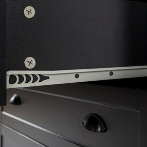 English Elm Drawer Dresser BAR CABINET with Anti-Tilt Anchor, Birch Frame, Soft-Closing Slides, Retro Shell Handles — Black W679S00032