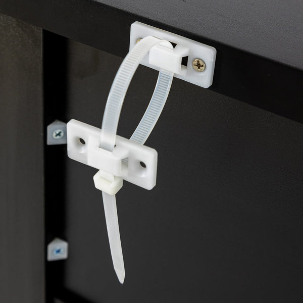 English Elm Drawer Dresser BAR CABINET with Anti-Tilt Anchor, Birch Frame, Soft-Closing Slides, Retro Shell Handles — Black W679S00032