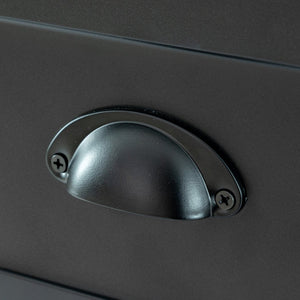 English Elm Drawer Dresser BAR CABINET with Anti-Tilt Anchor, Birch Frame, Soft-Closing Slides, Retro Shell Handles — Black W679S00032