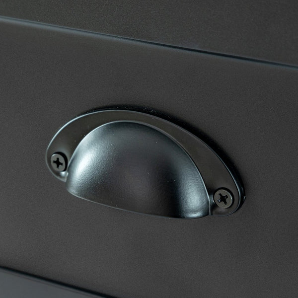 English Elm Drawer Dresser BAR CABINET with Anti-Tilt Anchor, Birch Frame, Soft-Closing Slides, Retro Shell Handles — Black W679S00032