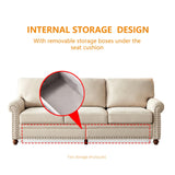 English Elm Linen Fabric Upholstery With Storage Sofa 1+2+3 Sectional (Beige)