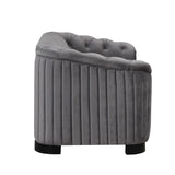 English Elm 64" Velvet Upholstered Loveseat Sofa,Modern Loveseat Sofa With Thick Removable Seat Cushion,2-Person Loveseat Sofa Couch For Living Room,Bedroom,Or Small Space,Gray