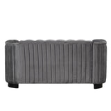 English Elm 64" Velvet Upholstered Loveseat Sofa,Modern Loveseat Sofa With Thick Removable Seat Cushion,2-Person Loveseat Sofa Couch For Living Room,Bedroom,Or Small Space,Gray