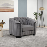 English Elm 41.5" Velvet Upholstered Accent Sofa,Modern Single Sofa Chair With Thick Removable Seat Cushion,Modern Single Couch For Living Room,Bedroom,Or Small Space,Gray