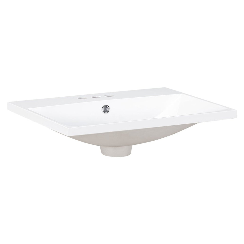 English Elm 24" Ceramic Vanity Top - White Rectangular Undermount Sink, Center Bowl, 4" Faucet, Modern Edge WF287736AAK