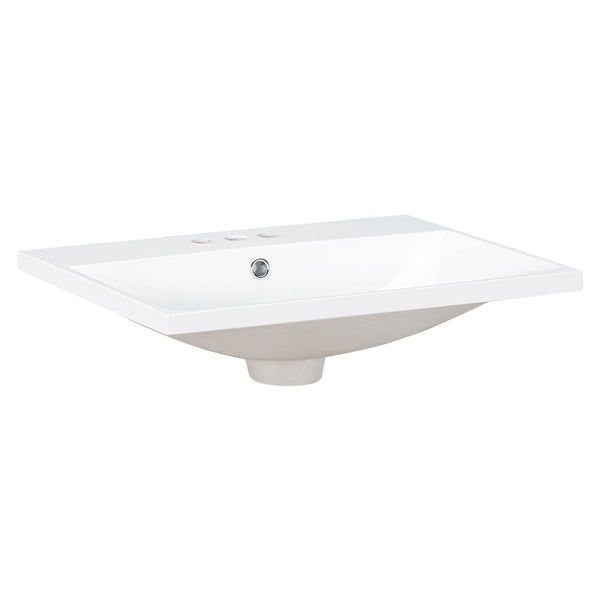 English Elm 24" Ceramic Vanity Top - White Rectangular Undermount Sink, Center Bowl, 4" Faucet, Modern Edge WF287736AAK
