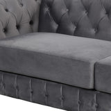 English Elm 82" Mid Century Modern Sofa With Rubber Wood Legs,Velvet Upholstered Sofa Couch,Sofa With Thick Removable Seat Cushion, 3 Seater Sofa Couch For Living Room,Gray