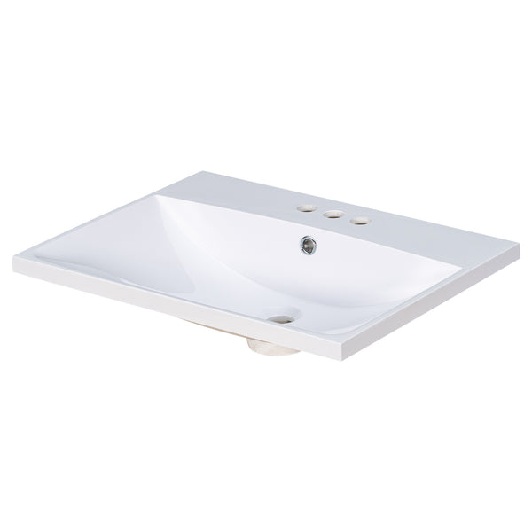 English Elm 24" Ceramic Vanity Top - White Rectangular Undermount Sink, Center Bowl, 4" Faucet, Modern Edge WF287736AAK