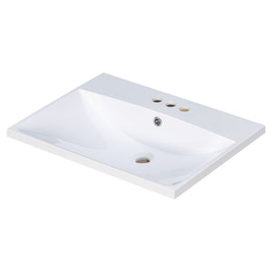 English Elm 24" Ceramic Vanity Top - White Rectangular Undermount Sink, Center Bowl, 4" Faucet, Modern Edge WF287736AAK