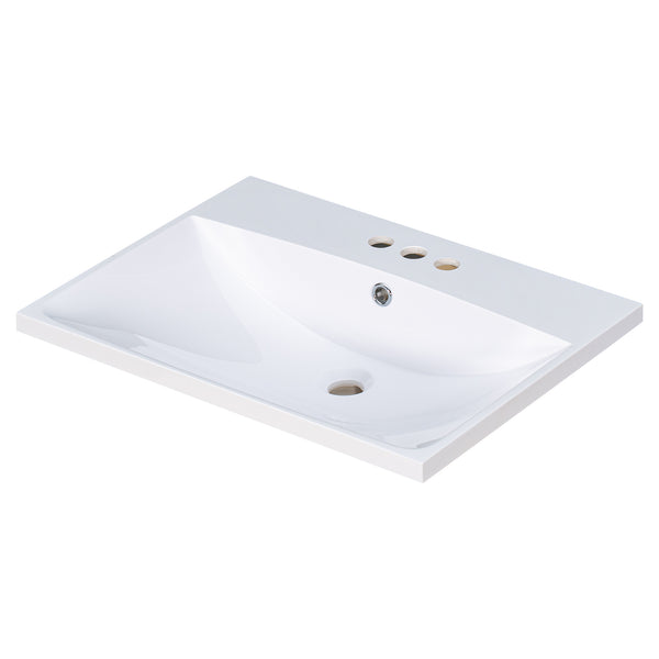 English Elm 24" Ceramic Vanity Top - White Rectangular Undermount Sink, Center Bowl, 4" Faucet, Modern Edge WF287736AAK