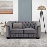 English Elm 64" Velvet Upholstered Loveseat Sofa,Modern Loveseat Sofa With Thick Removable Seat Cushion,2-Person Loveseat Sofa Couch For Living Room,Bedroom,Or Small Space,Gray