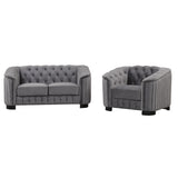 English Elm Modern 3-Piece Sofa Sets With Rubber Wood Legs,Velvet Upholstered Couches Sets Including Three Seat Sofa, Loveseat and Single Chair For Living Room Furniture Set,Gray