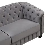 English Elm 64" Velvet Upholstered Loveseat Sofa,Modern Loveseat Sofa With Thick Removable Seat Cushion,2-Person Loveseat Sofa Couch For Living Room,Bedroom,Or Small Space,Gray