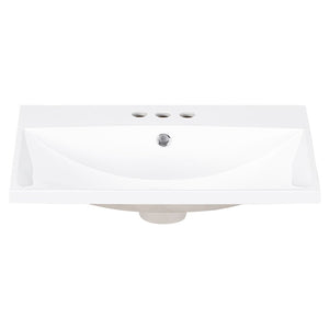 English Elm 24" Ceramic Vanity Top - White Rectangular Undermount Sink, Center Bowl, 4" Faucet, Modern Edge WF287736AAK