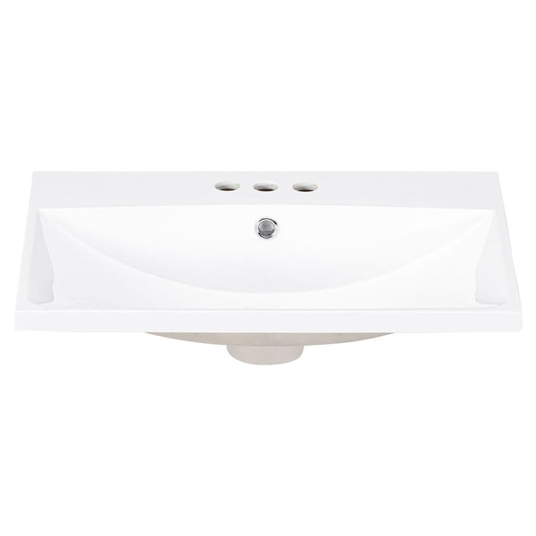 English Elm 24" Ceramic Vanity Top - White Rectangular Undermount Sink, Center Bowl, 4" Faucet, Modern Edge WF287736AAK